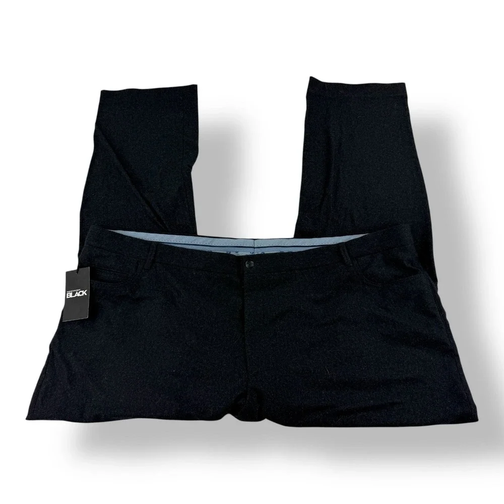 Westport Black 54x35 Navy Blue Ceramica Wool Stretch Flat Front‎ Pants NWT